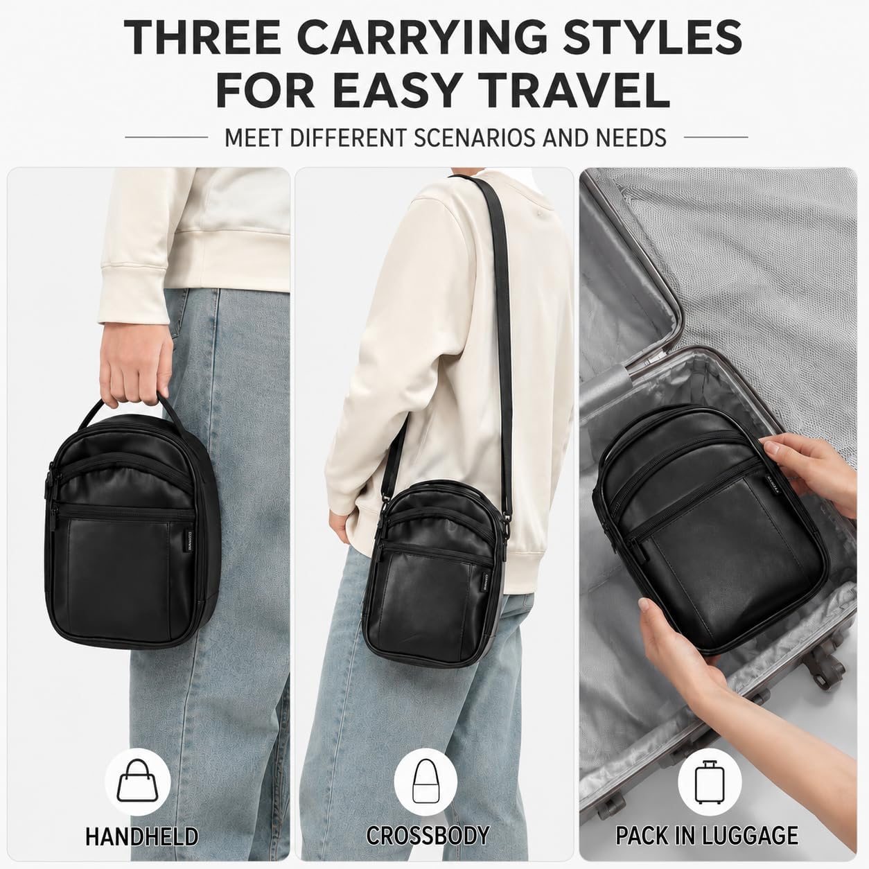VR Carrying Case Compatible with Meta Quest 3S 3 2 | Features secure zipper pocket, controller straps & power bank cords. Waterproof EVA shell protects VR gear from scratches.