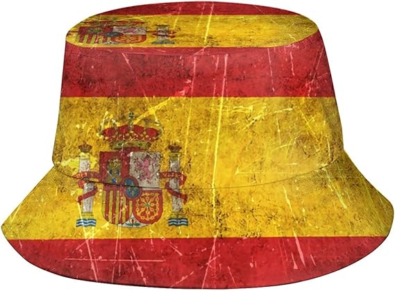 Bob Réfléchissant Drapeau Espagnol - Chapeau Unisexe Léger Pliable, Protection UV, Idéal Randonnée, Plage