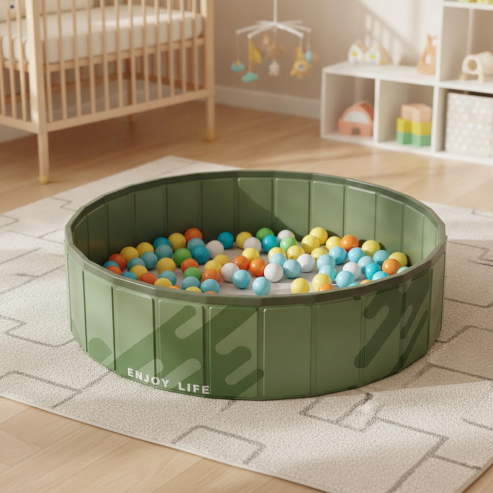 Piscine à Balles Gonflable Portable Piscine à Balles Pliable Léger Aire Jeu pour Chambre d'enfant, Vert Forêt, 100 Cm