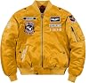 SemiAugust Mens MA-1 Bomber Jacket, Military Jacket, Padded Jumper, Embroidered Patches, Nylon, Cold Protection