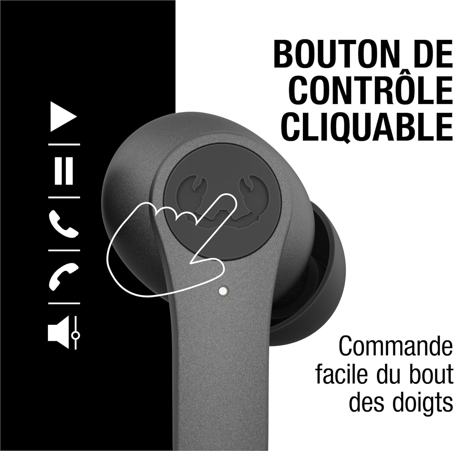 Graphic illustrating Ambient Sound Mode on Fresh 'n Rebel Twins Rise earbuds, allowing ambient sounds to be heard.