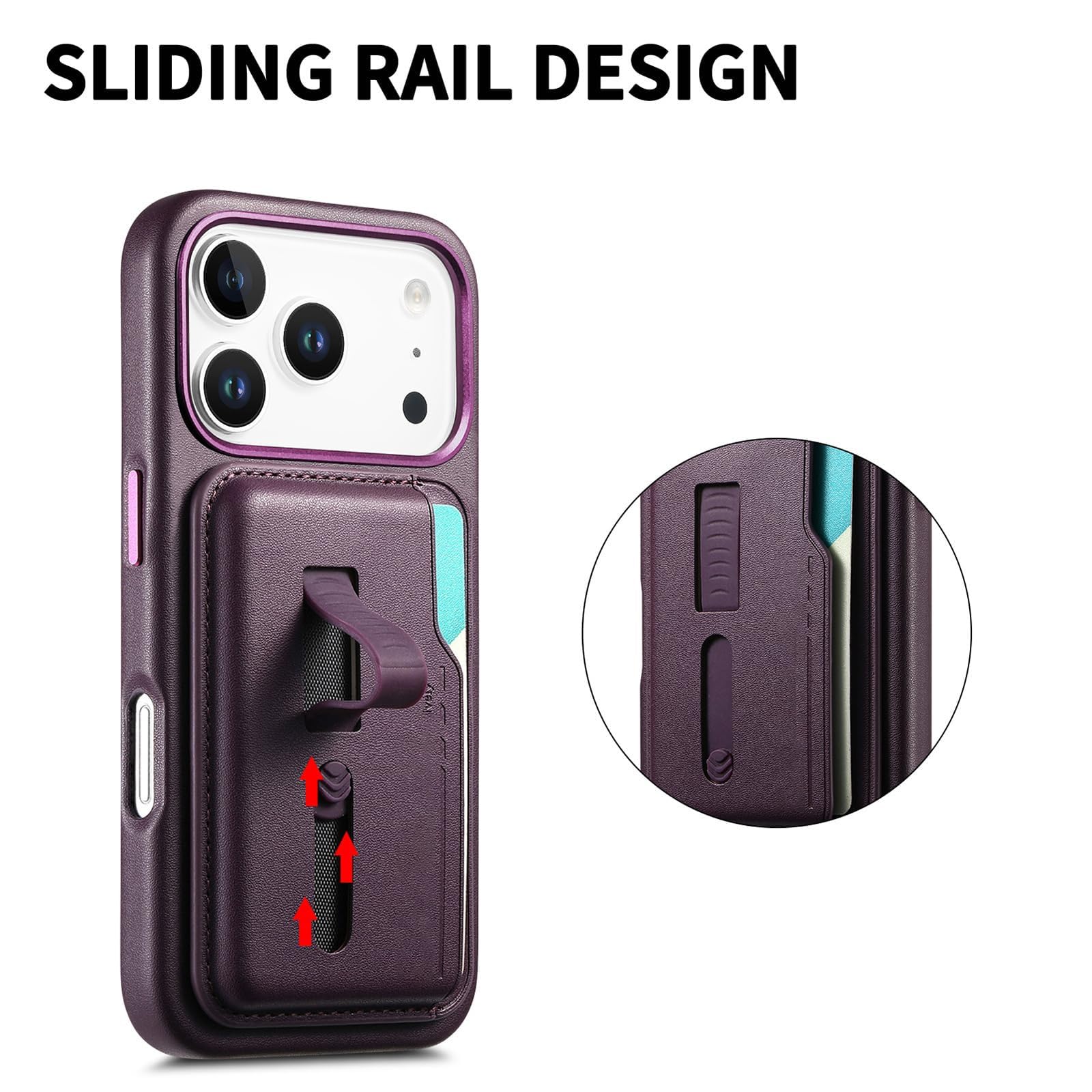 Etui na iPhone 17 Pro Max/17 Pro/Air/17, etui portfelowe z przegródkami na karty, etui na nadgarstek, magnetyczna, odporna na wstrząsy powłoka (pomarańczowy, 17 Air)