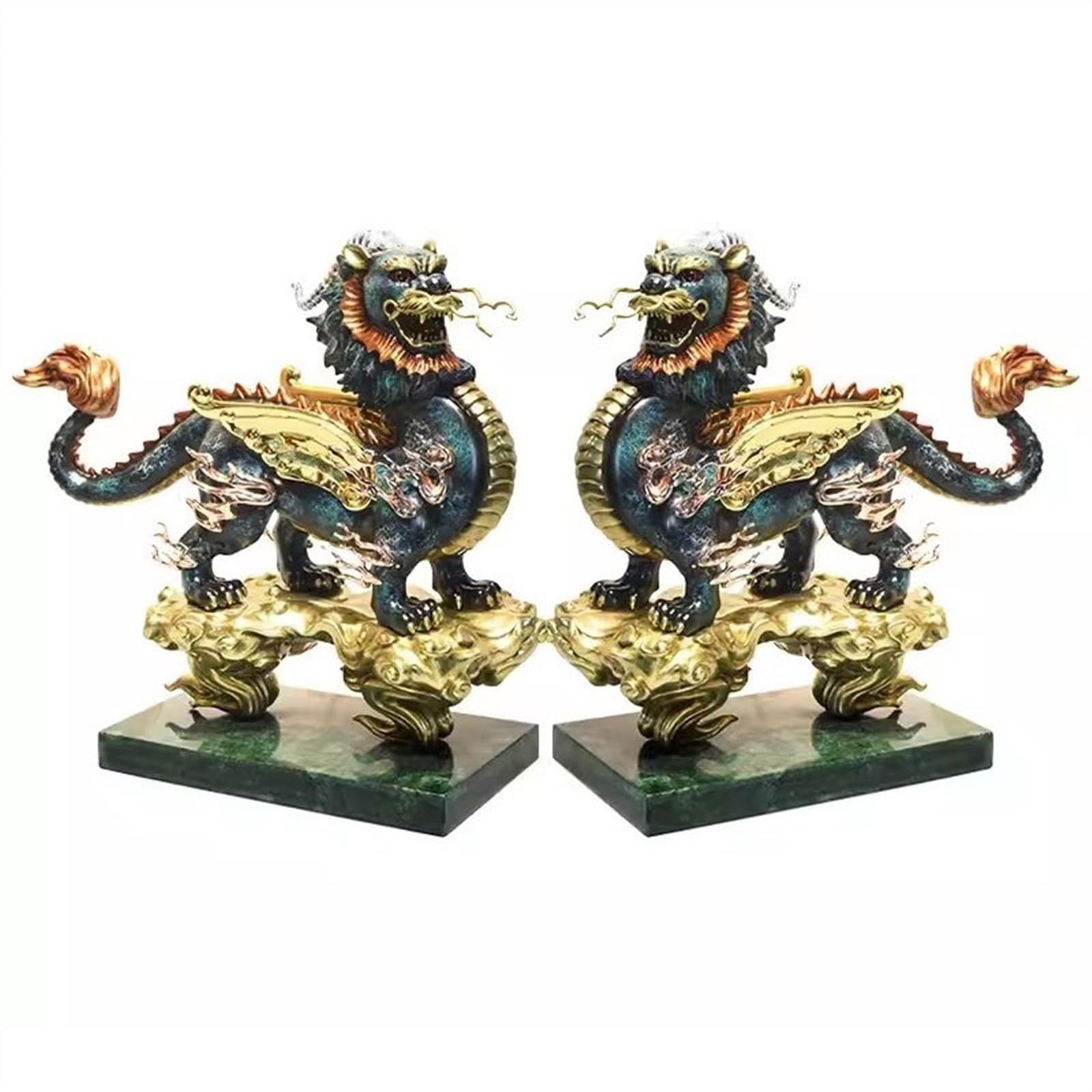 BHGFYXBS Statue Figurines Desktop Home With Desktop Luxury Copper Ornaments Fortune Pixiu Lucky Feng Shui Decorations Centerpiece Table Decorations Decorative Ornaments,size_name-2piece