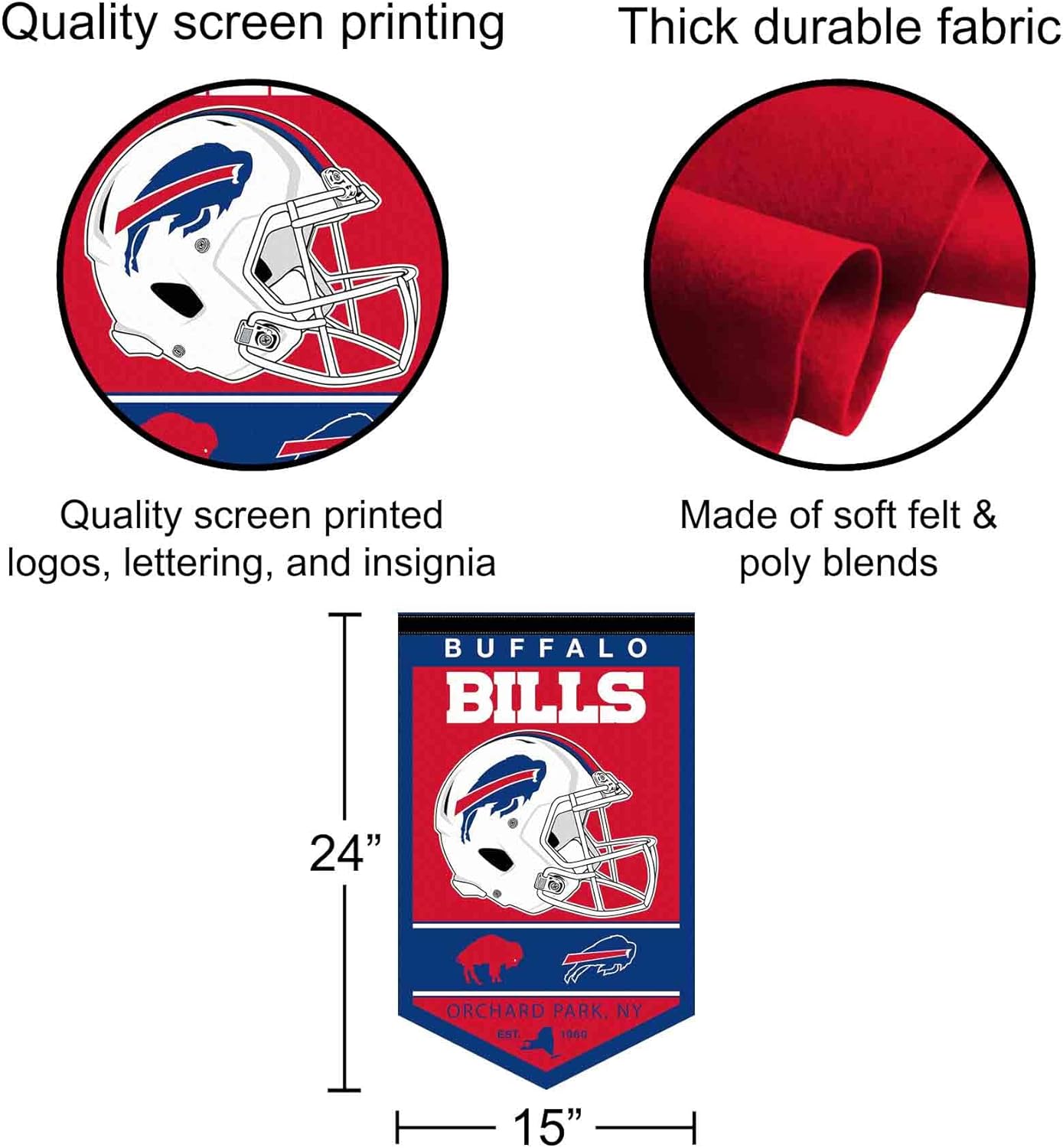 WinCraft Buffalo Bills Heritage History Banner Pennant, 15x24" - Image 2