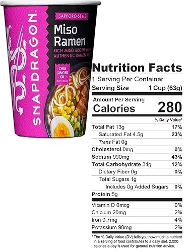 Miniatura 3 de Paquete de 8 tazones de fideos instantáneos Miso. Tazones de ramen Snapdragon de 2.2 onzas en sopa de caldo de miso. Sabor auténtico y sin gluten!