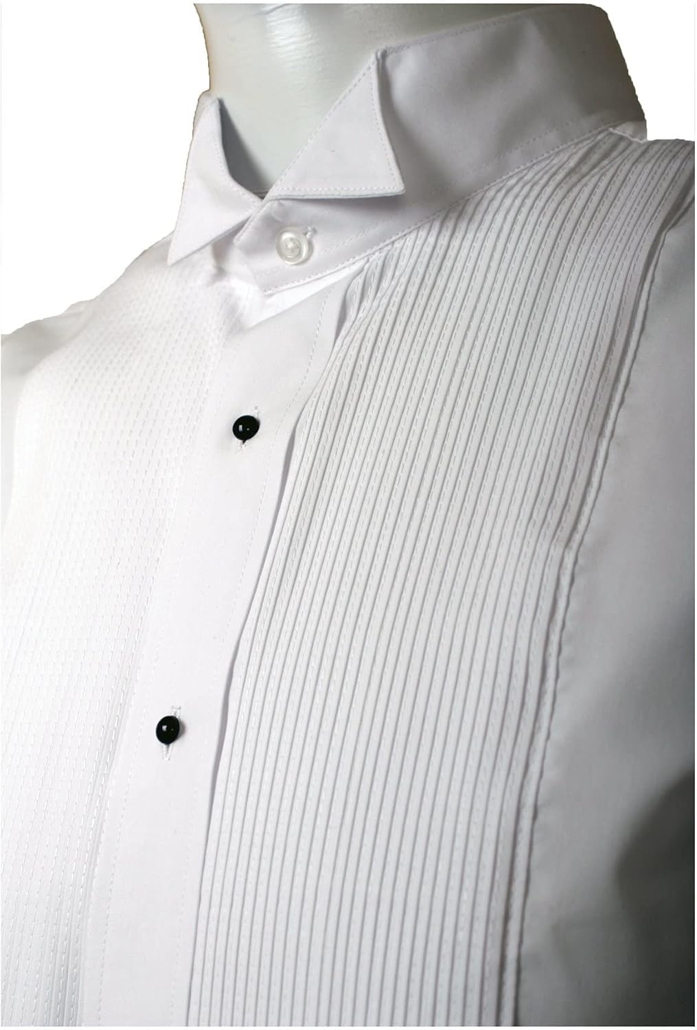 Mens Wing Collar Tuxedo Shirt with Bowtie, 1/8" Pleat & Convertible Cuffs - Image 5