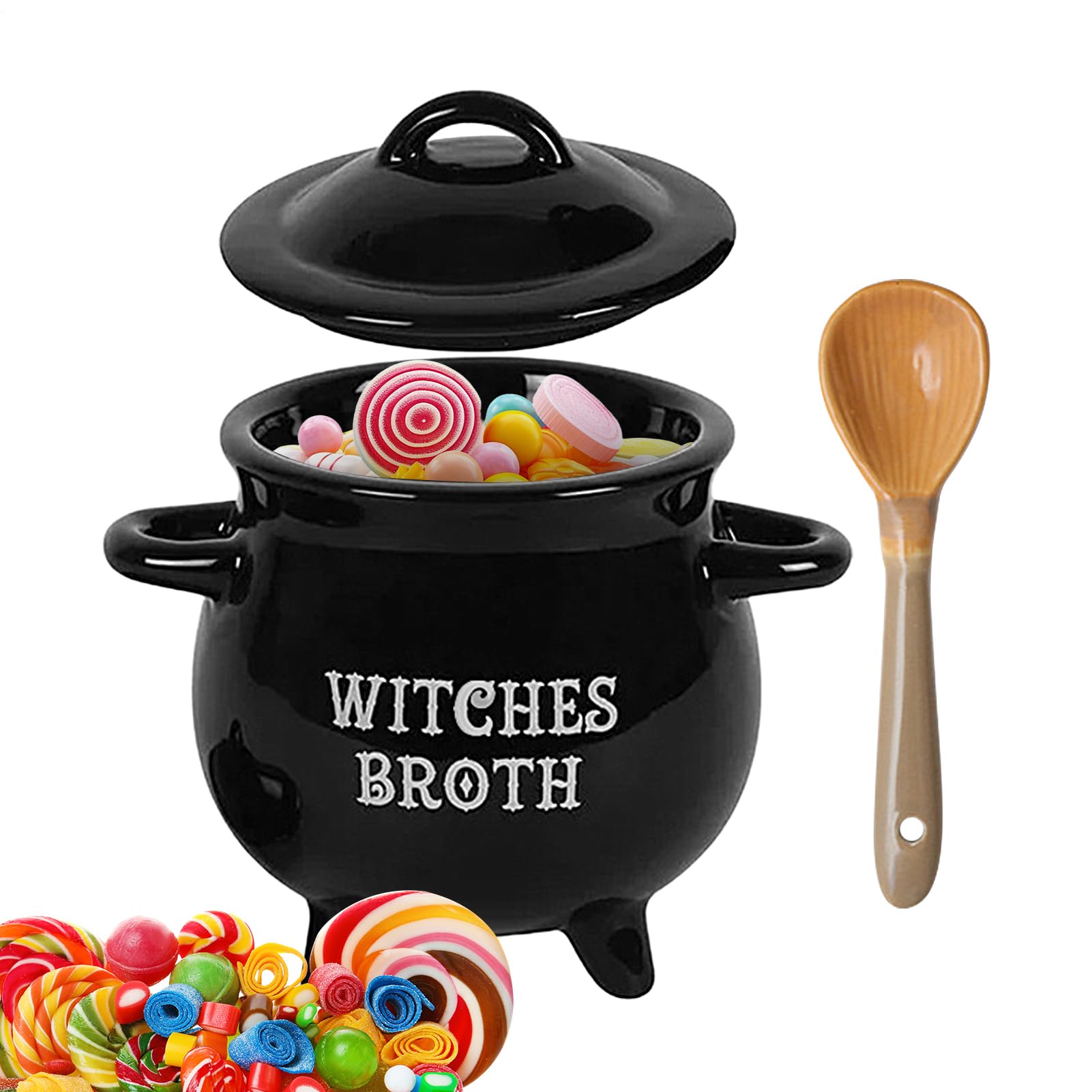 Pot à ragoût de sorcière en céramique noire élégante pour fête