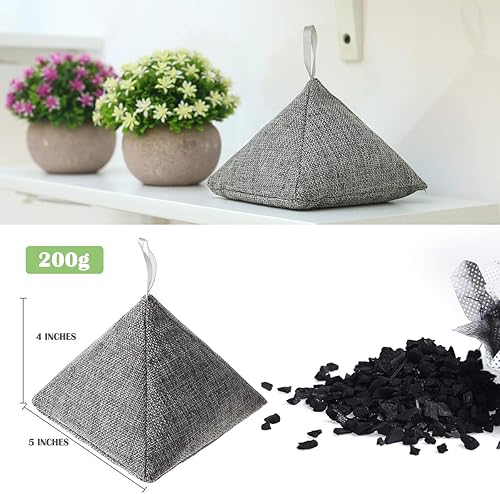 Miniatura 6 de Paquete de 8 bolsas de carbón de bambú natural, bolsas de carbón fresco, bolsa eliminadora de olores de carbón activado (8 x 7.05 onzas)