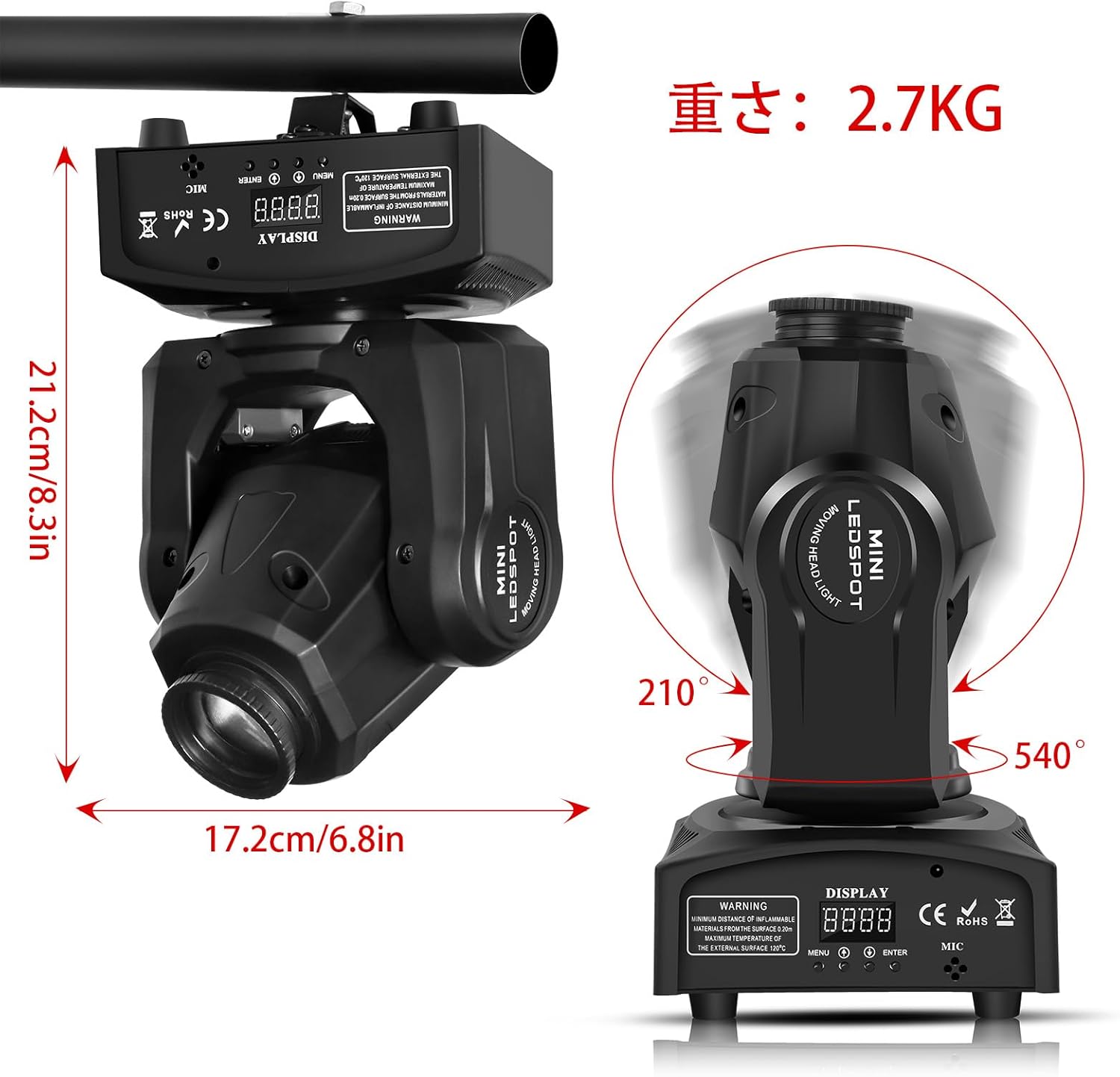 SEBRUANC 100W ムービングヘッドライト LED 回転DJ ライト 18面