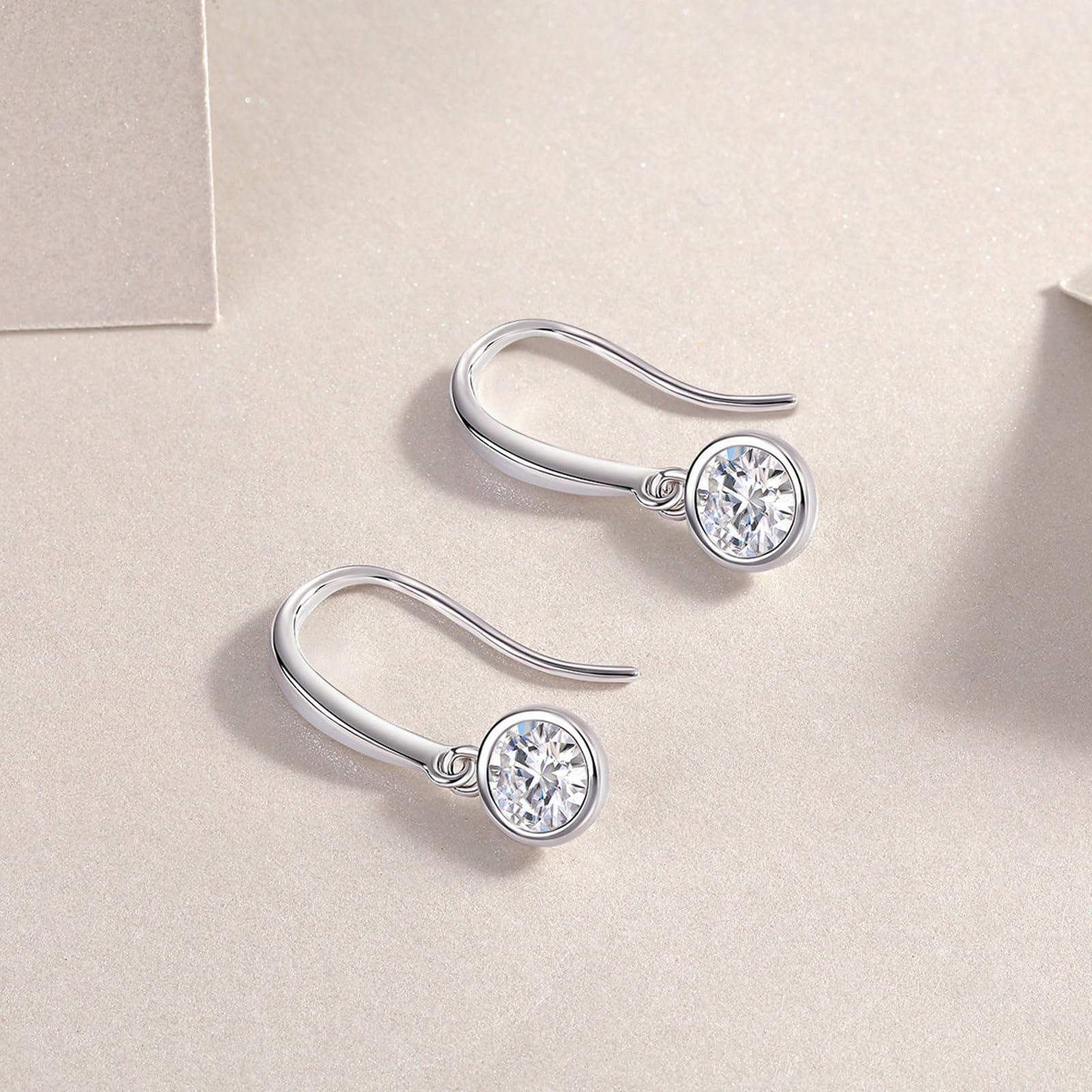 Orecchini da donna in oro 9/14/18 carati, 0,5 carati, rotondi in moissanite, con gancio francese, vero oro