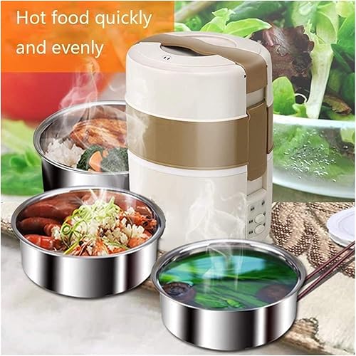 Miniatura 3 de Fiambrera eléctrica - Calentador de alimentos portátil 110V 300W, calentador de alimentos portátil de acero inoxidable extraíble 2.2L