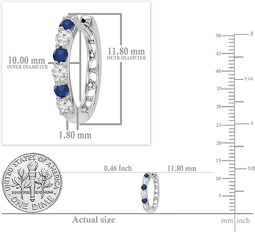 Miniatura 5 de Dazzlingrock Collection Aretes de aro con bisagras de piedras preciosas y diamantes redondos alternativos para mujer en oro