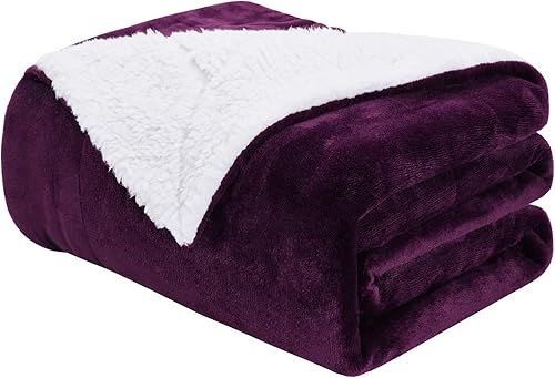 Manta de forro polar Sherpa tamaño individual  Manta gruesa y cálida para invierno, manta reversible de felpa cálida para cama, sofá, camping y