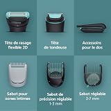 Philips Bodygroom série 7000 - Tondeuse pour hommes, tête flexible 2D Triple protection, têtes interchangeables, taille et rasage des zones intimes, 100% étanche, autonomie de 120 min, BG7485/30 - 3