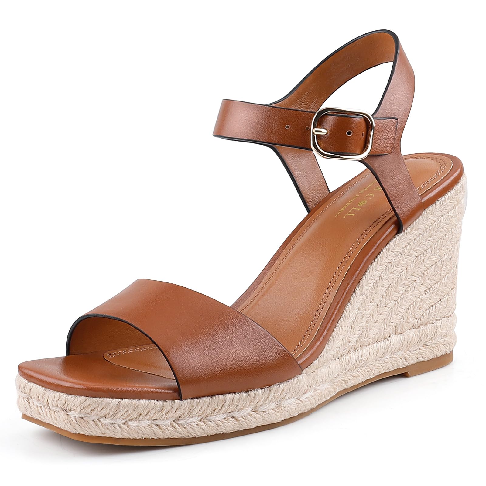 BCTEX COLL Women's Platform Wedge Espadrilles Sandals Comfortable Open Toe Ankle Strap Summer Casual Shoes Brown Black Nude