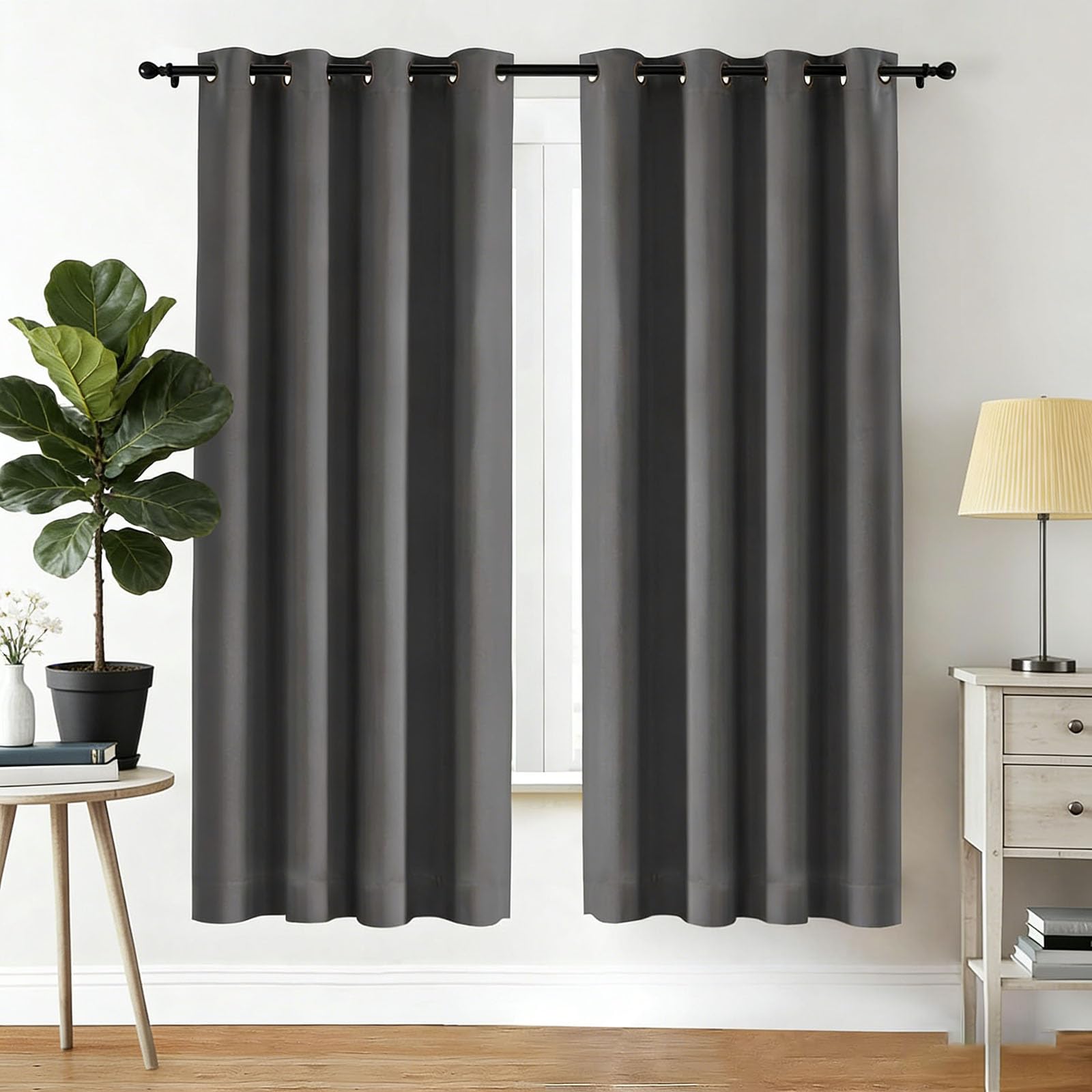 Rideau thermique isolant 250 x 190 cm gris à oeillets pour chambre et salon