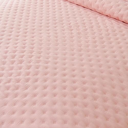 Miniatura 4 de Cmfshape Juego de cama de 3 piezas de edredón ultrasónico con bordes con volantes para una elegante decoración de dormitorio, adecuado para todas