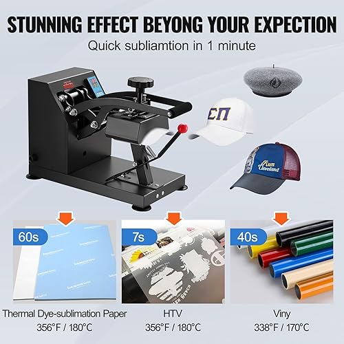 Vista 5 de Happybuy prensa de calor para decorar sombreros y demás. Negro