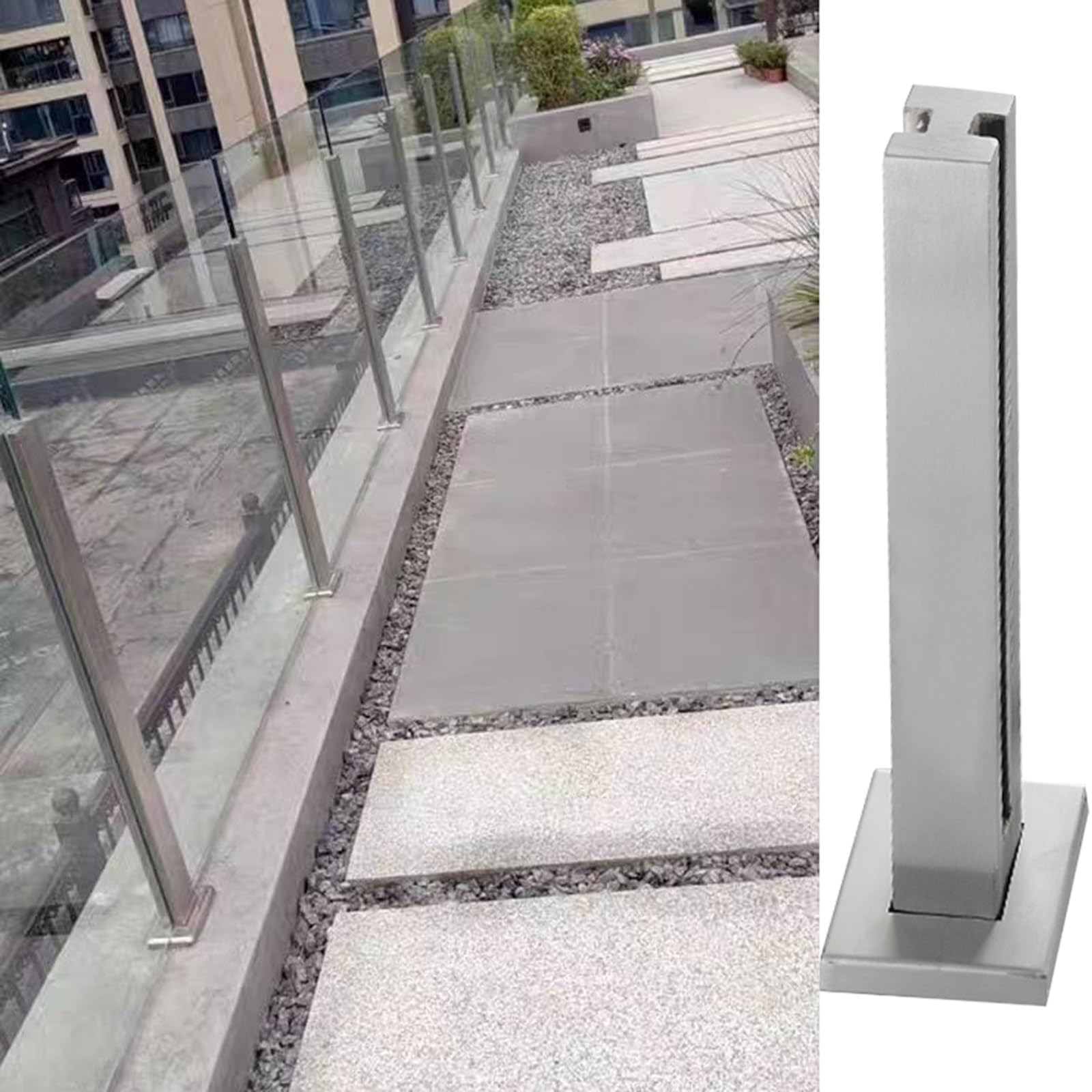 Soporte de barandilla para escaleras y terrazas con piscina, columna plateada moderna