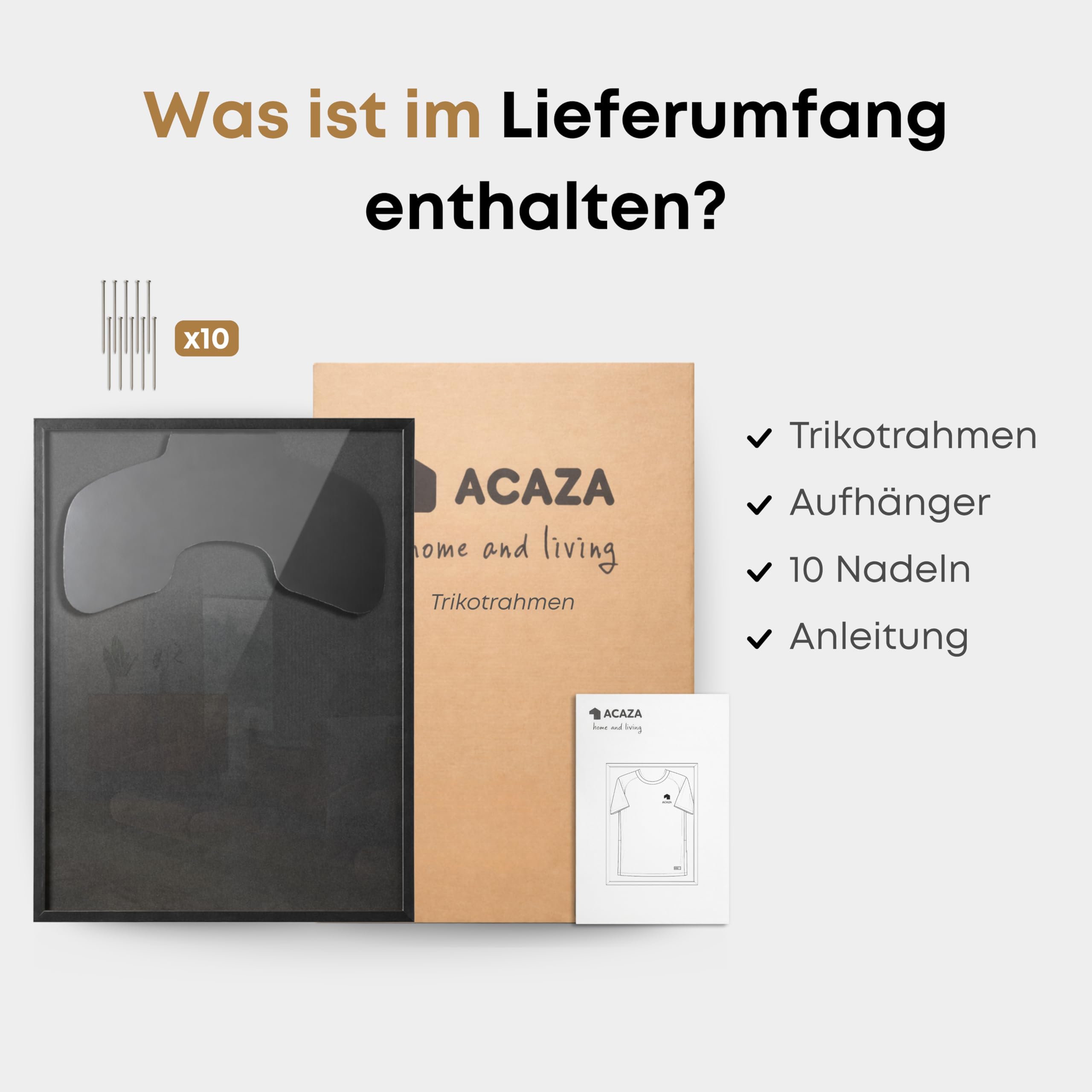 ACAZA Trikotrahmen 70 x 90cm XL Groß, 3D Bilderrahmen tief zum befüllen mit Fußball-, Eishockey-, Rugby-, NBA-trikot, mit Aufhänger, Holz und Acrylglas, Schwarz