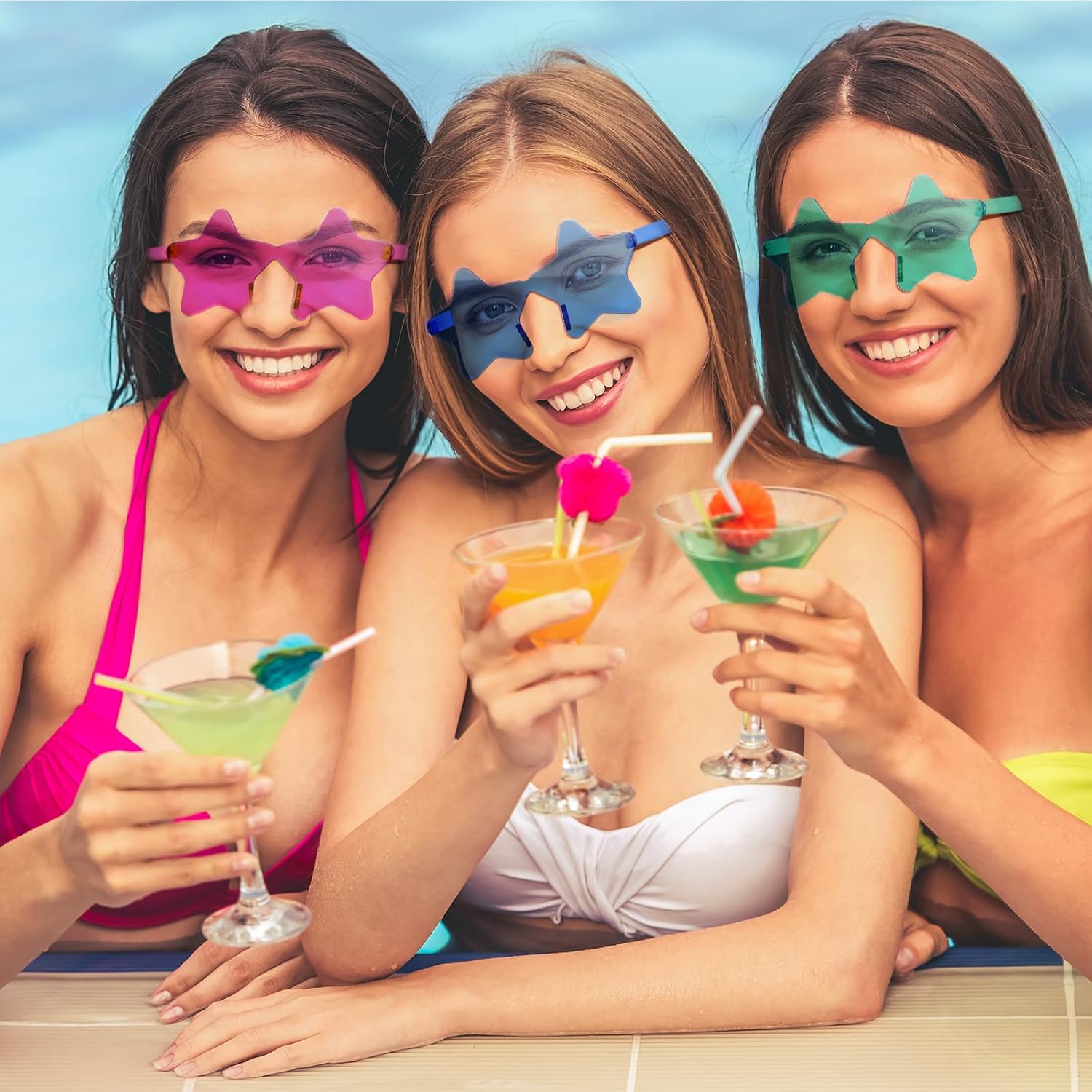 PLULON 30 Pairs Star Sunglasses Rimless Star Shape Sunglasses, Colorful Glasses Bulk Bachelorette Party Favors for Birthday Beach Kids Adult - Image 6