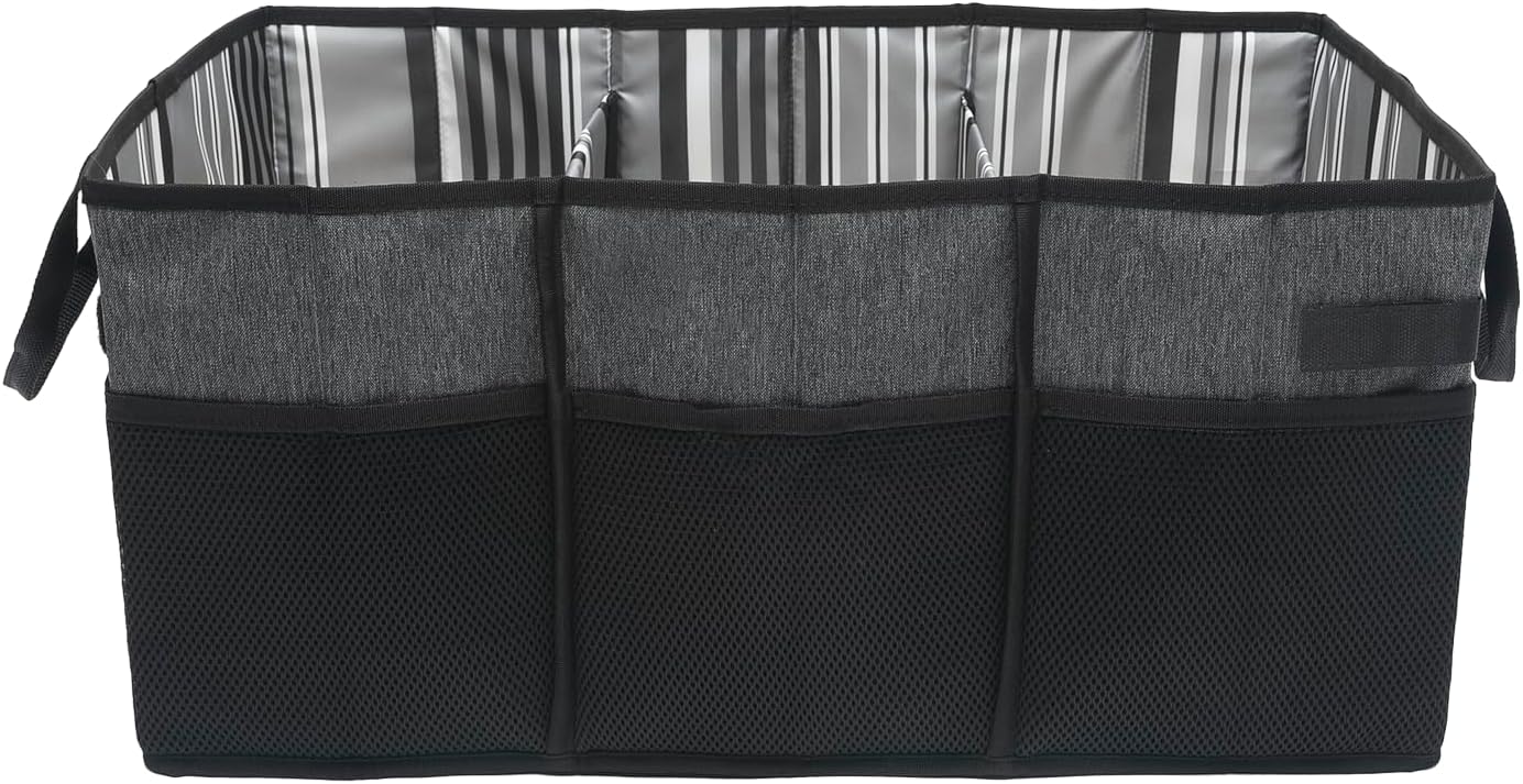 geckobrands Folding Trunk Tote – Collapsible Car Organizer with Removable Dividers