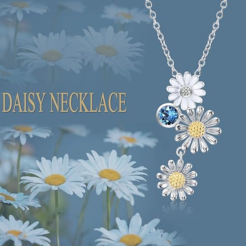 Miniatura 5 de YAFEINI Collar de plata de ley 925 con colgante de margarita, joyería para regalo de mujer, Plata esterlina