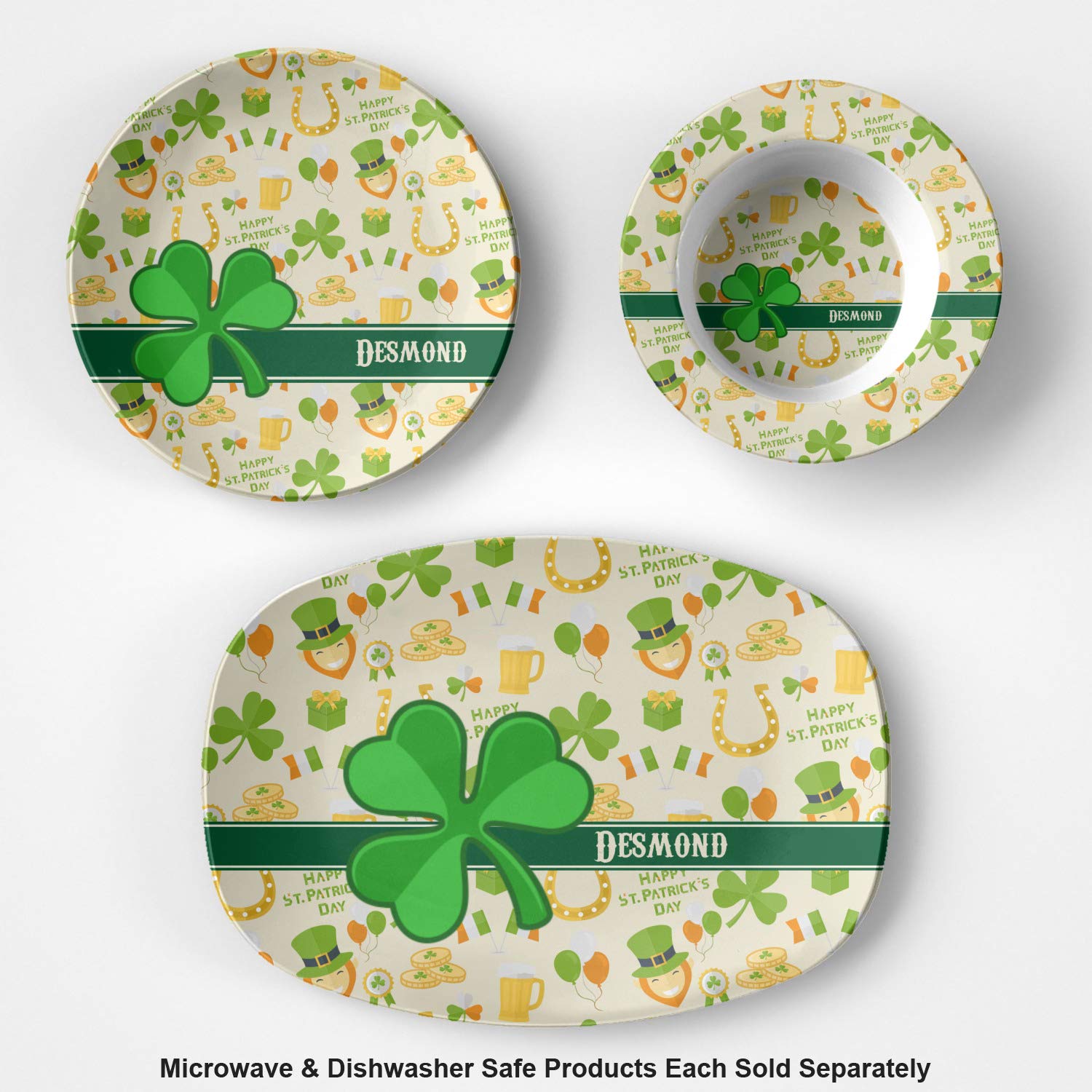 Personalized St. Patrick's Day Plastic Bowl - Microwave Safe - Composite Polymer