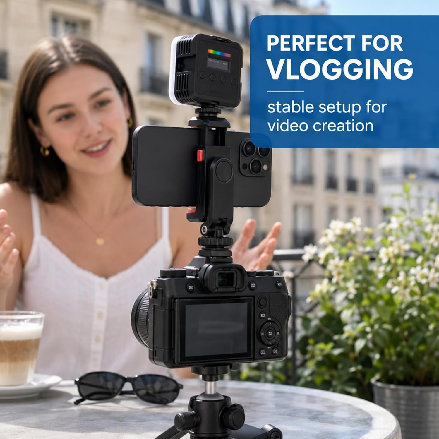 Universal Cell Phone Tripod Mount Adapter,360 Rotation for Camera,Camera Phone Mount,Hot Shoe Phone Mount,Phone Holder for Camera,Cold Shoe Phone Mount for Canon Nikon Sony DSLR Phone