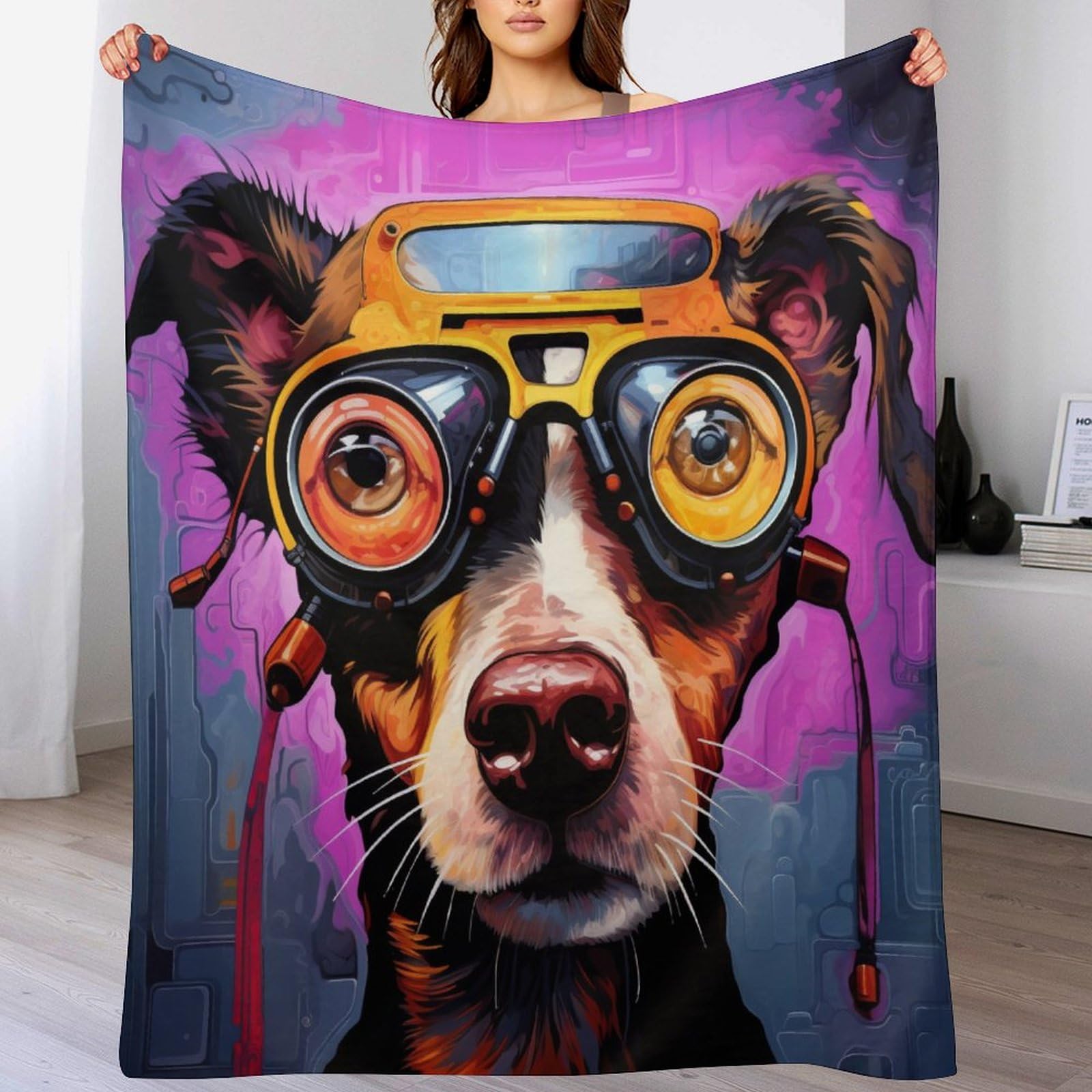 Plaid polaire chien jeté de canapé doux et chaud pour voyage et lit