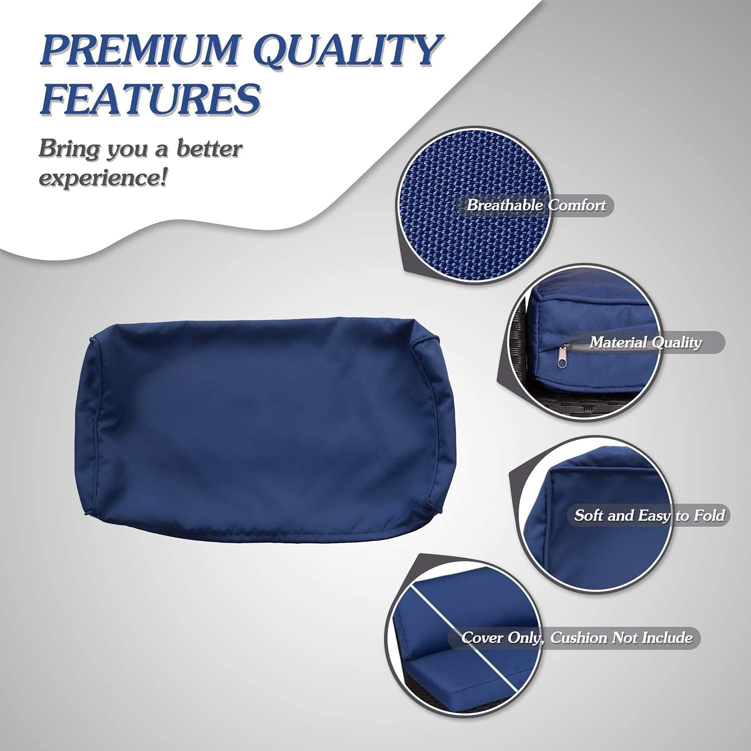 Outdoor Cushion Covers for Patio Furniture 7 Piece Set, Replacement Cushion Slipcovers for Rattan Sectional Couch, Patio Seat Covers with Zipper, Water Resissant, Only Cover, Dark Blue