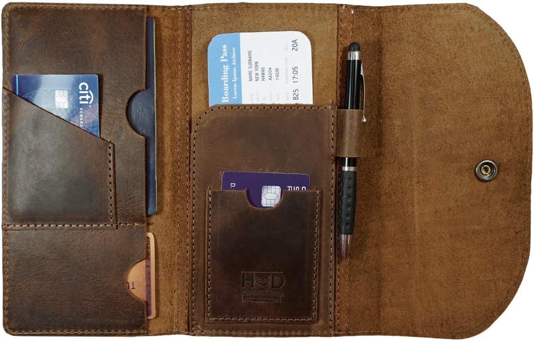  | Hide & Drink, Leather Passport & Card Organizer, Holds Up to 6 Cards Plus Flat Bills, Boarding Pass Holder, Travel Essentials, Handmade : Bourbon Brown | Passport Covers
