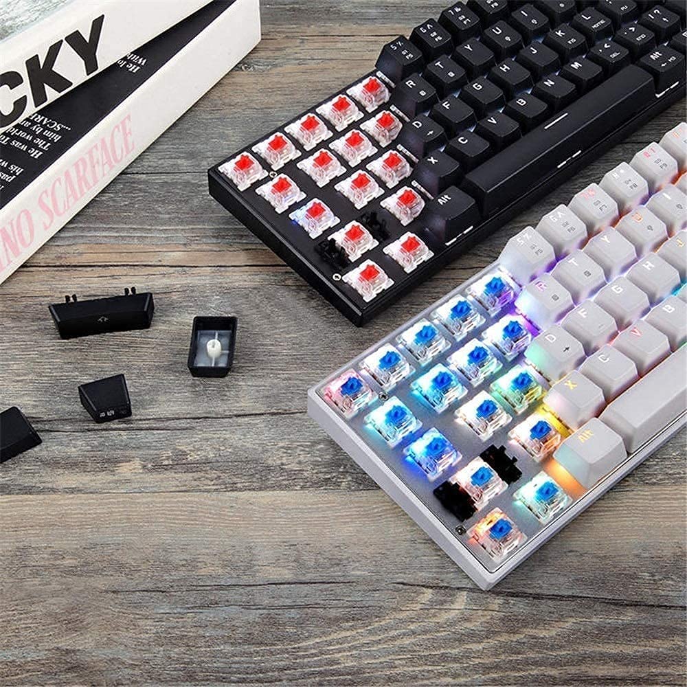 Tastiera Meccanica, modalità Doppia cablata e Wireless e Wireless Bluetooth, Tastiera da Gioco RGB. Tastiera cablata Arcobaleno retroilluminato per Windows Gaming PC, 61. Chiavi