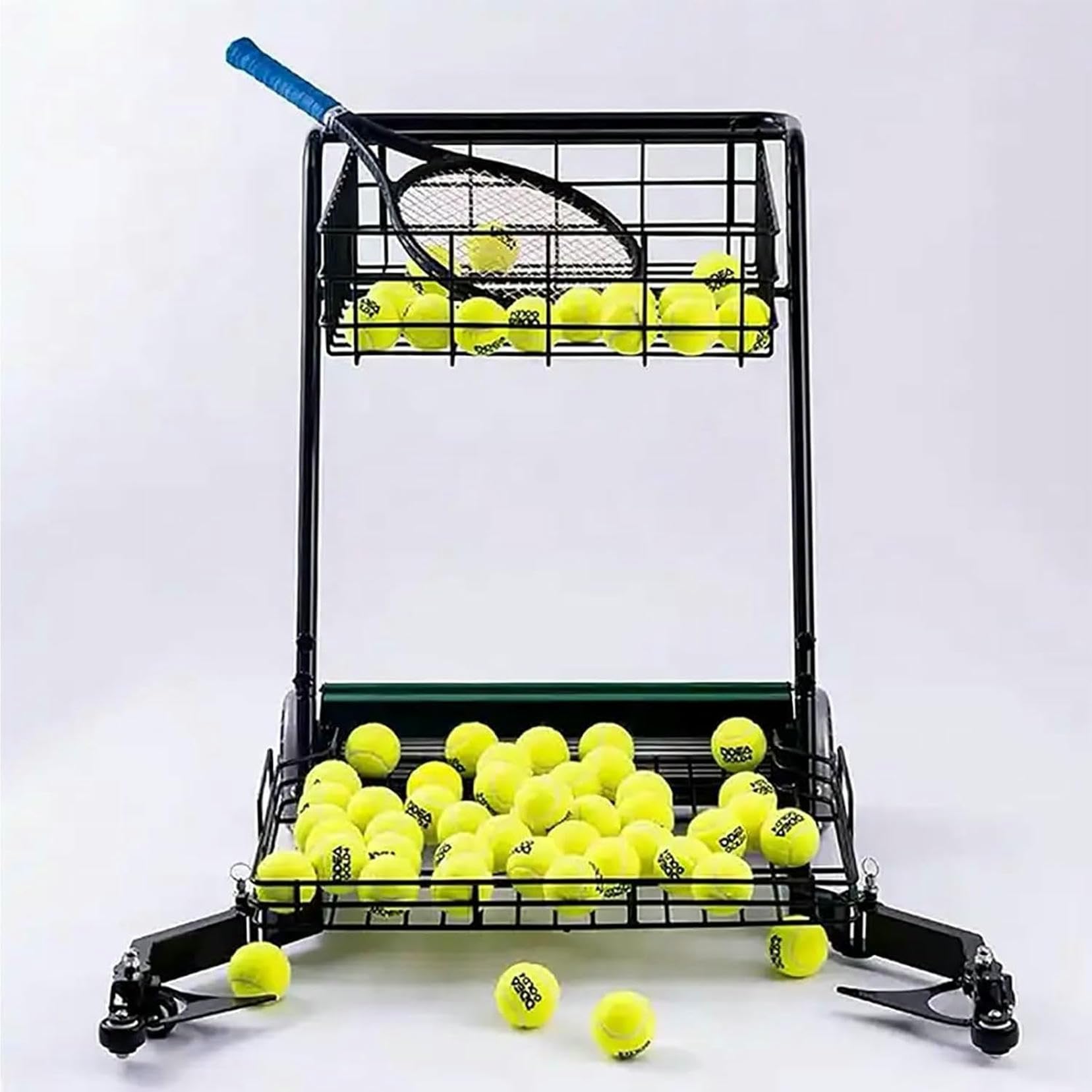 Carrello automatico per raccogliere palline da tennis, contiene 300 palline per un allenamento efficiente in palestre e impianti sportivi