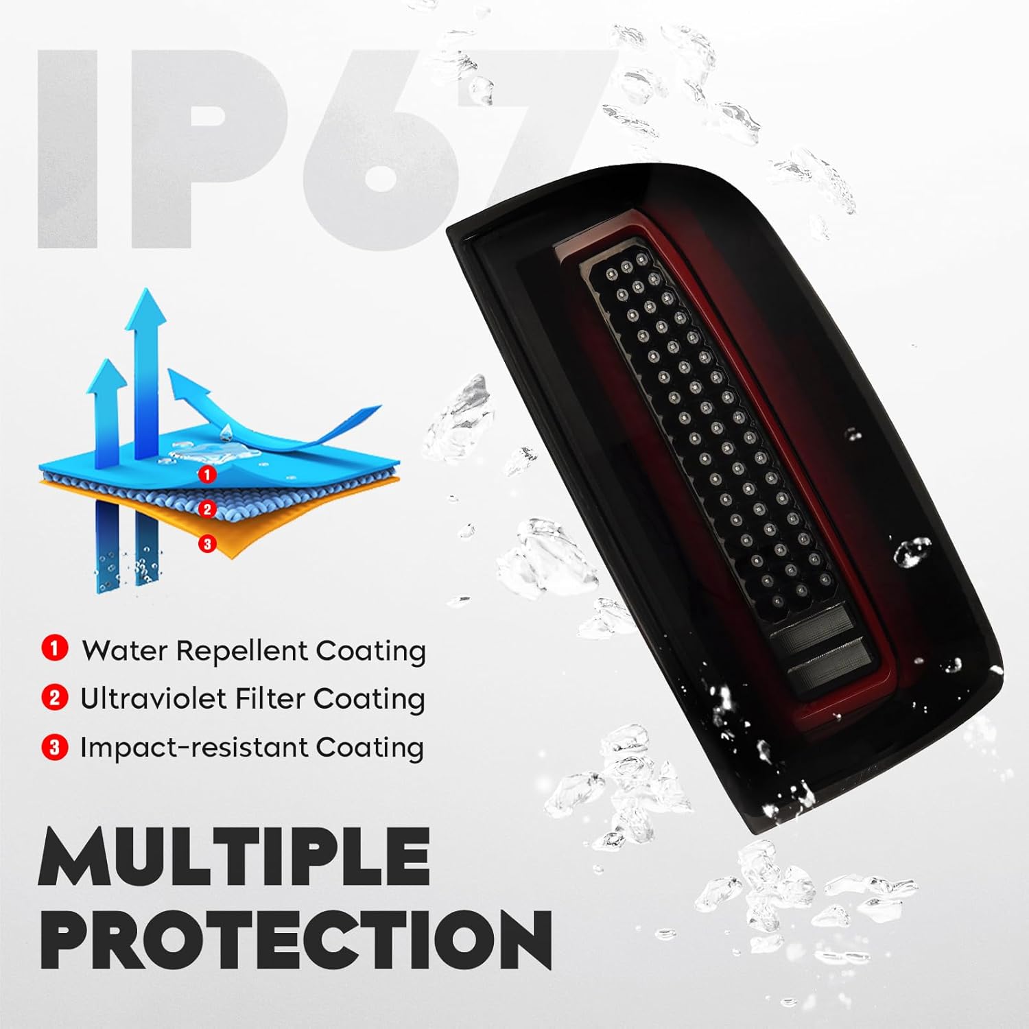 LED Tail Lights Pair Fit for Chevy Colorado & GMC Canyon Pickup 2015-2022 [Factory Halogen Type], LED Tube Rear Brake Lamp Taillight Assembly, Black Housing Smoked Lens