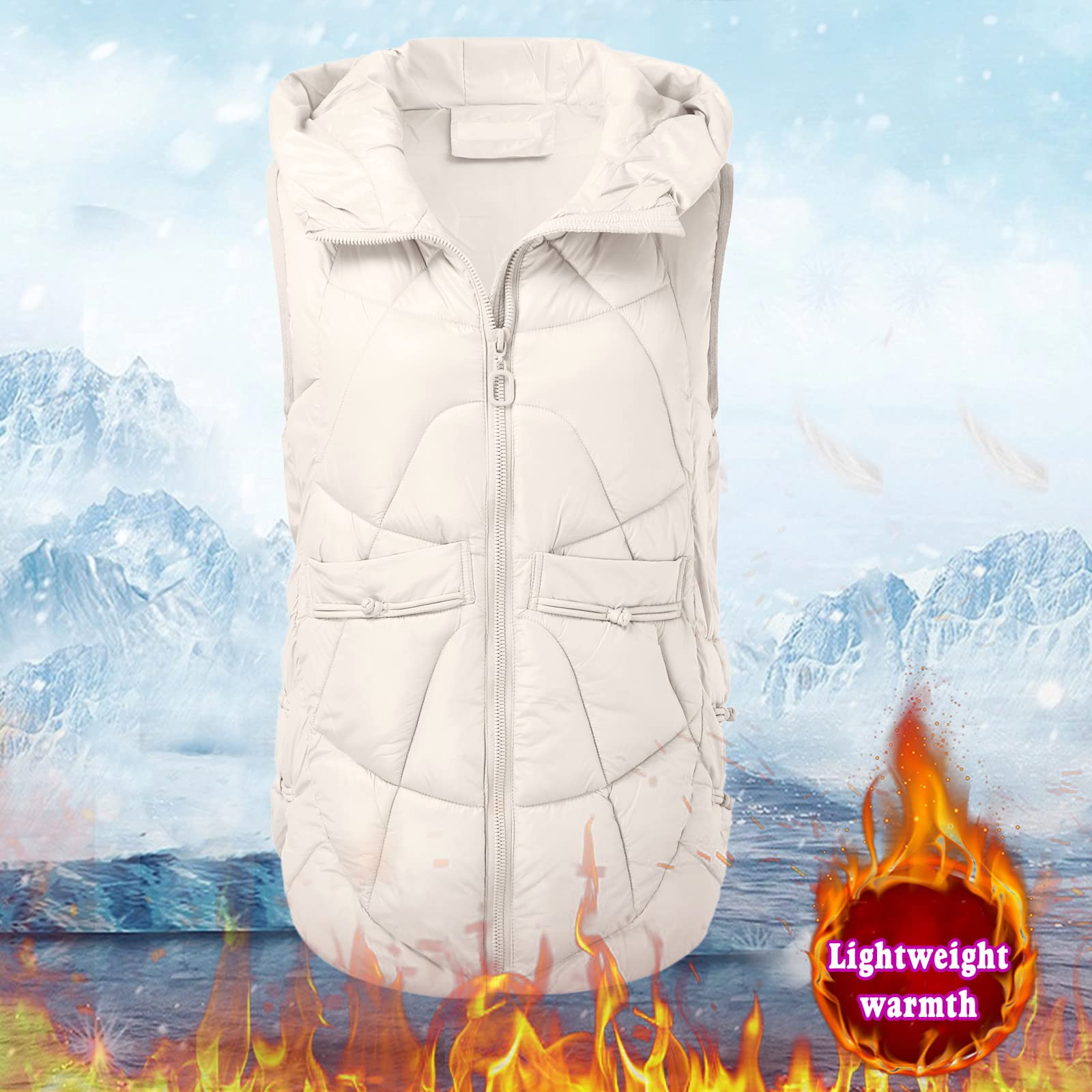 Chaleco acolchado para mujer con capucha, abrigo de invierno largo para mujer, tallas grandes, chaleco de entretiempo, holgado, cómodo, chaqueta de invierno, moderna con cremallera, chaqueta de
