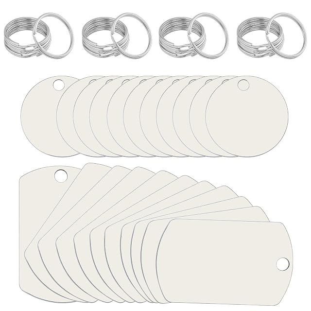 Colgante de acero inoxidable en blanco, 22 unidades, etiquetas para perros, troquelado, etiquetas para perros