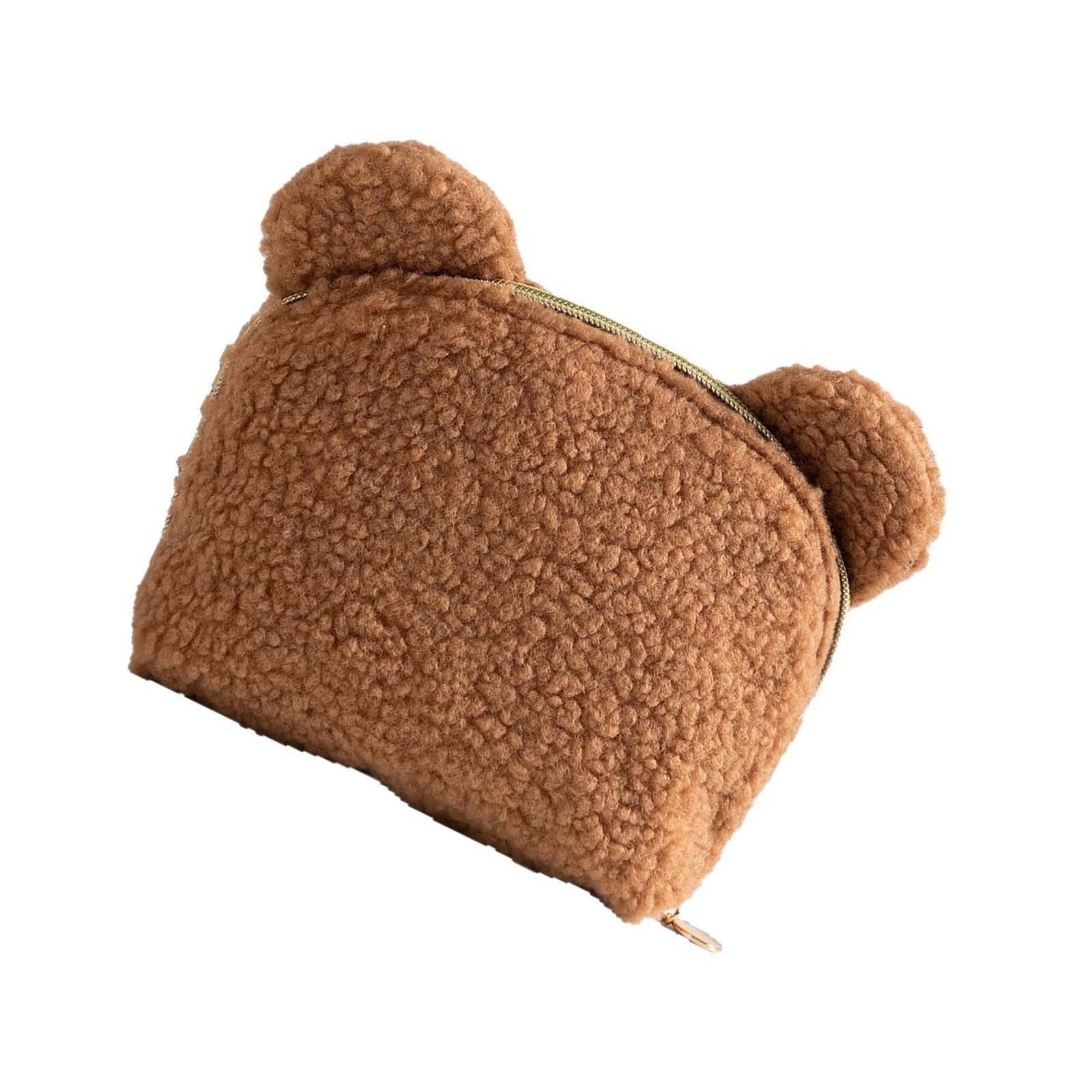 LUCKGONI Cartoon Bear Shaped Plush Makeup Bag Large Capacity Portable Cosmetic Storage Organiser For Women Travel Use