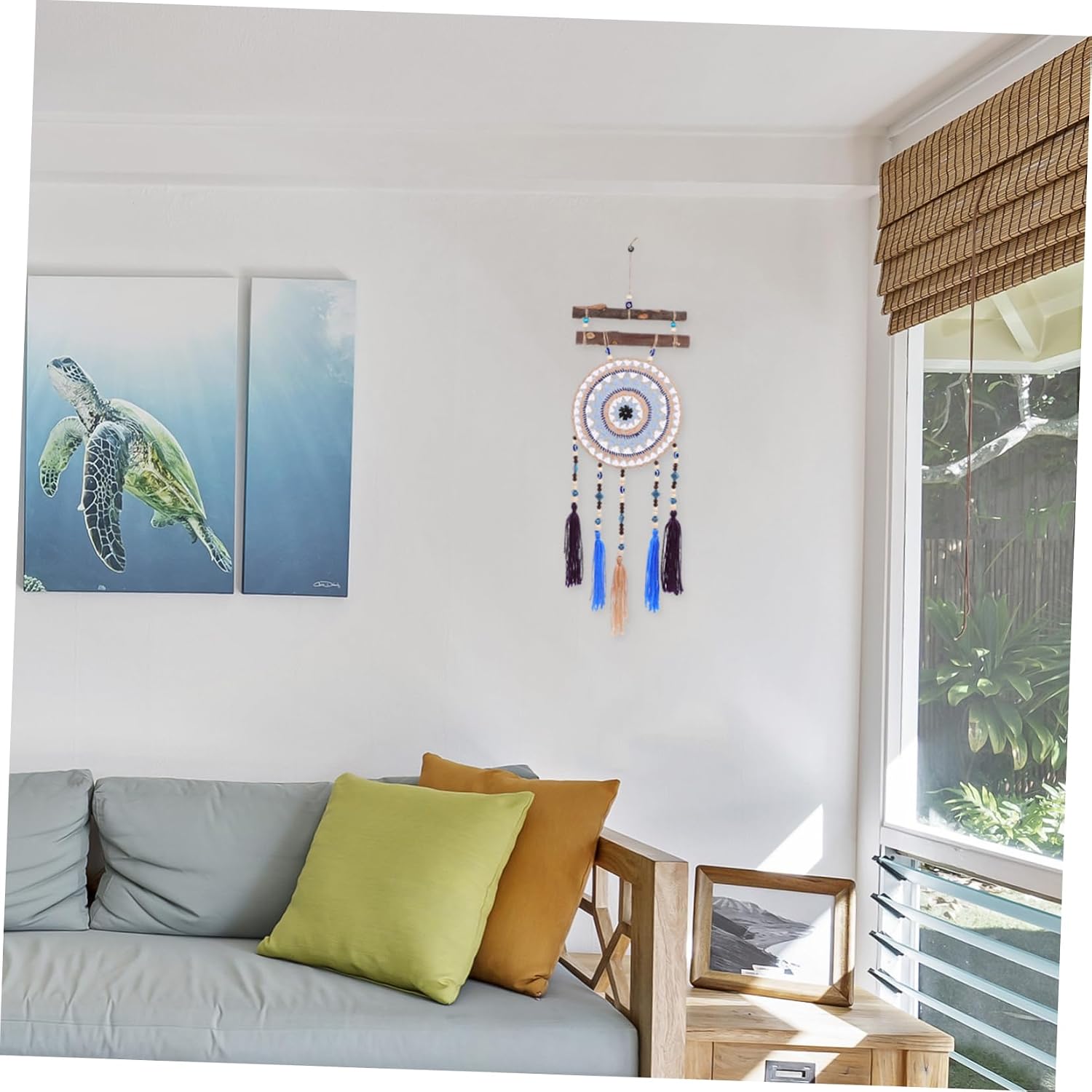 Dream Catcher Pendant with Evil Eye Decoration Hanging Decor Vibrant Beaded Tassel for Home and Outdoor Spaces Unique Present for Friends