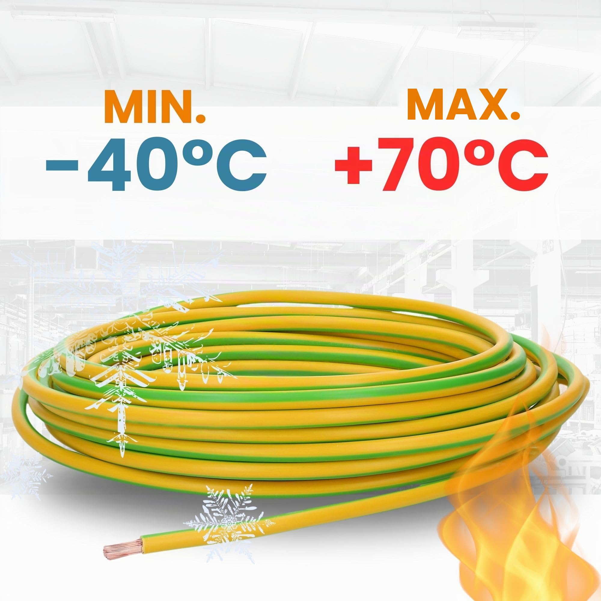 Lapp Câble H07V-K HAR - 1 x 2,5 mm² - 100 m - Vert/Jaune - Fil en Cuivre