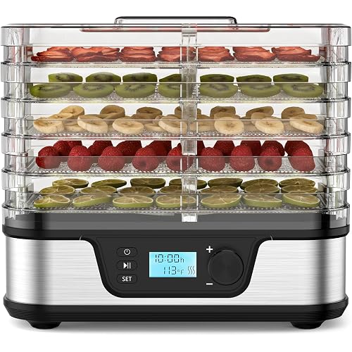 Electactic 5-Tray Food Dehydrator with 72H Timer, Adjustable Temperature | Stainless Steel, BPA-Free Trays, 350W, for Meats, Jerky, Fruits, Veggies and Pet Treats