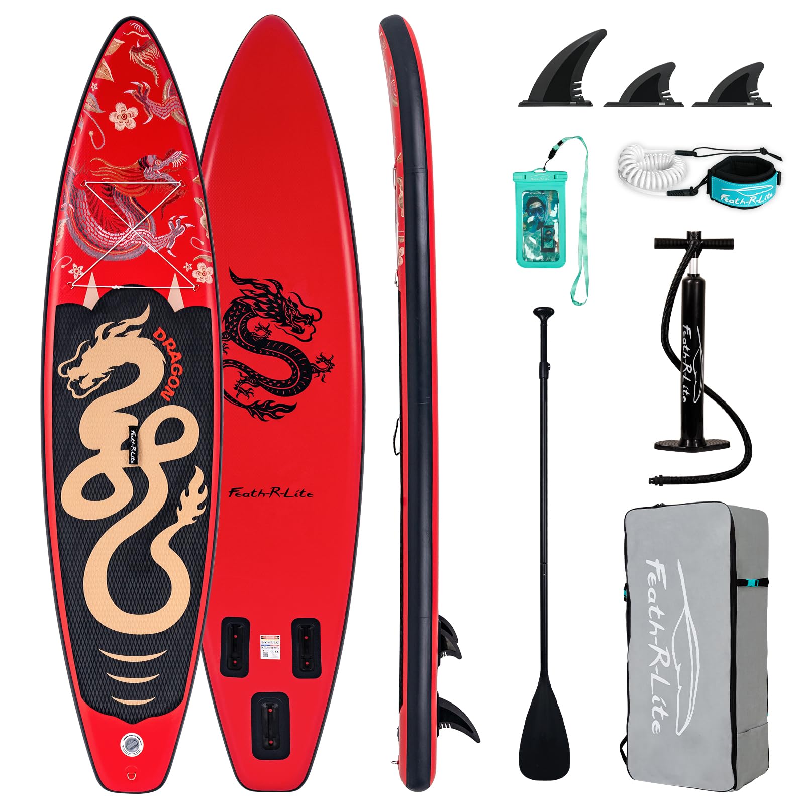 FEATH-R-LITE Tabla de Surf Hinchable Stand Up Paddling Sup Board con Remo Ajustable/Bomba/Mochila/Correa/Bolsa Impermeable