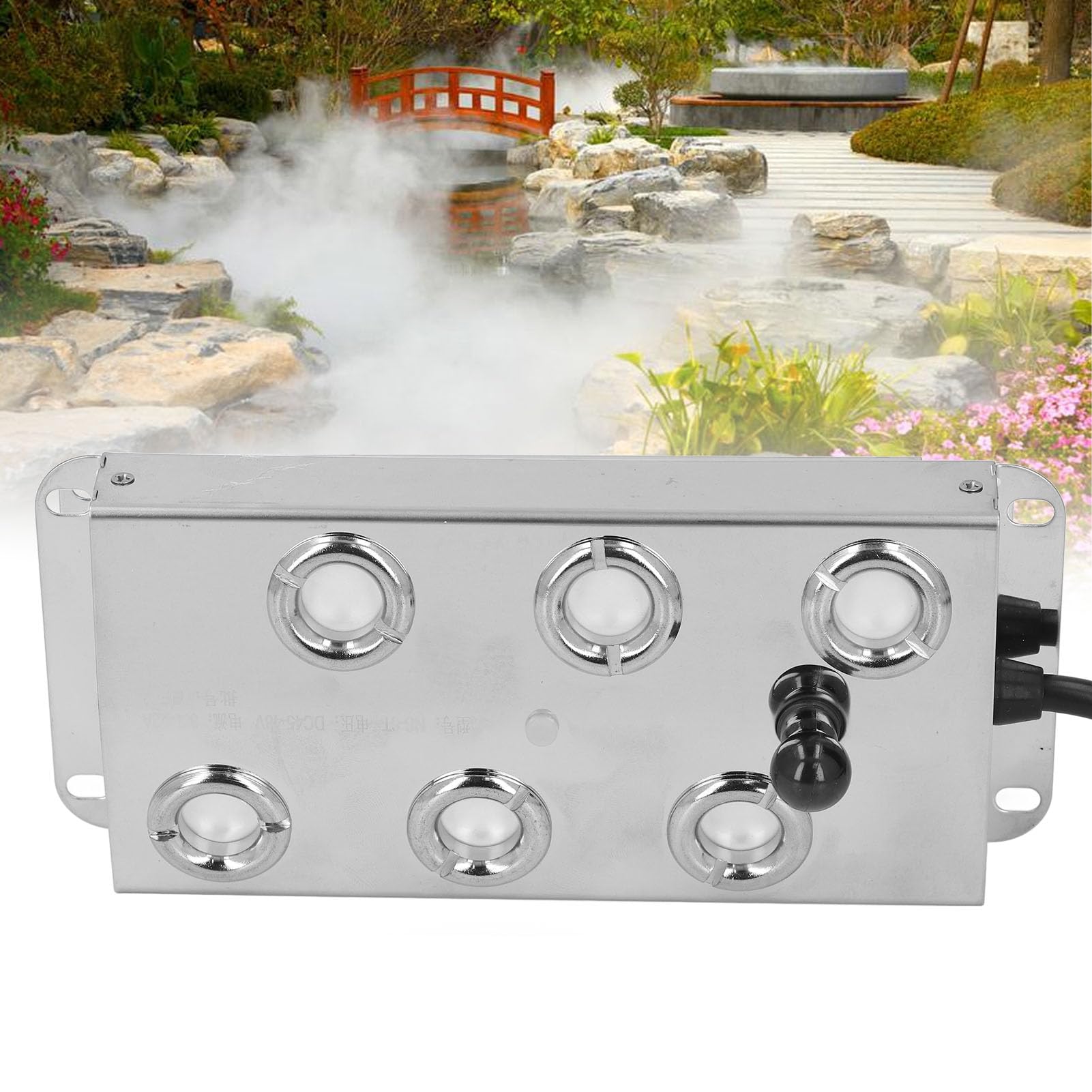 SEAFRONT Generador de Niebla Ultrasónica de 6 Cabezas, Fabricante de Niebla en Acero Inoxidable para Jardín, Fuente de Agua para Estanque Interior y Exterior