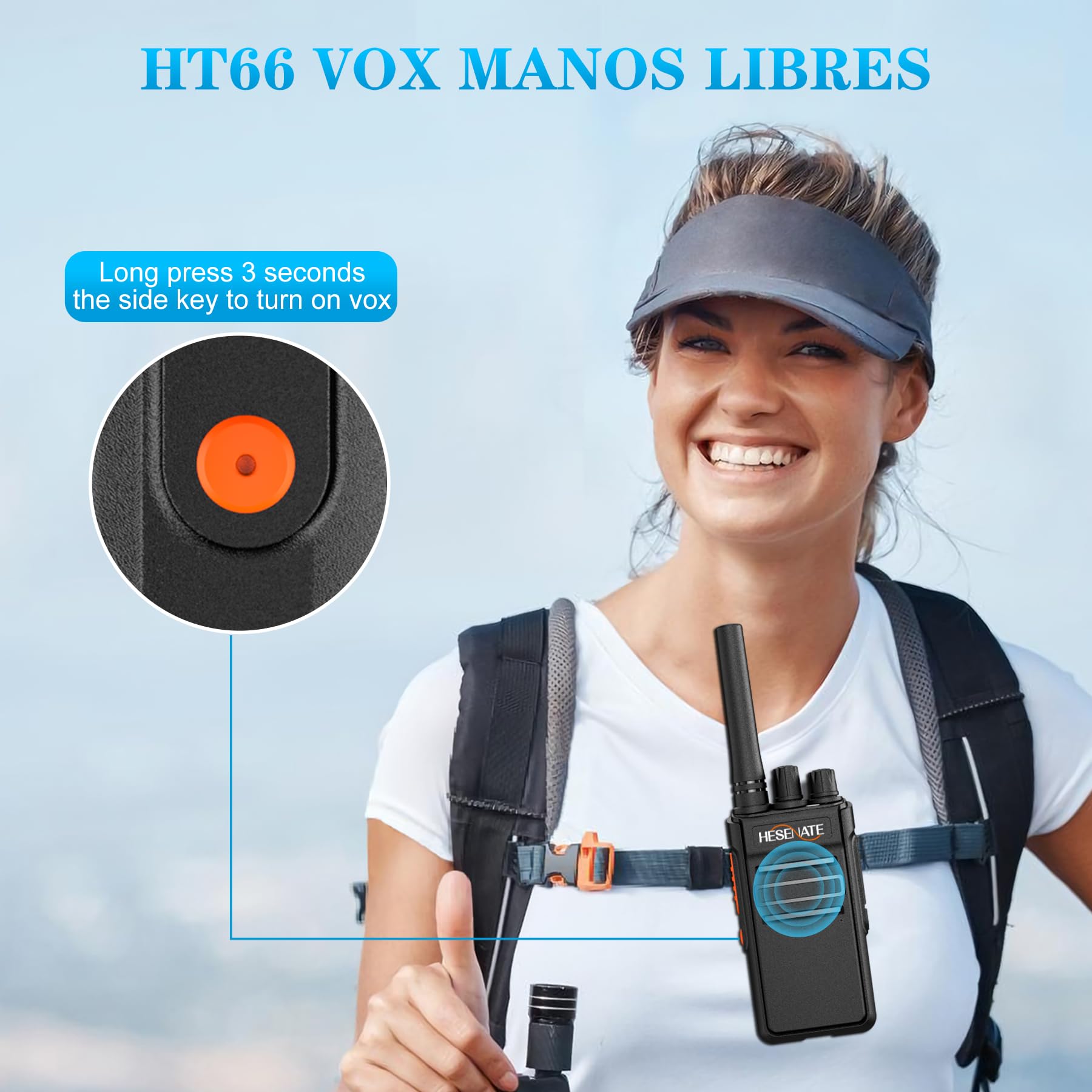 HESENATE HT66 16 Channels PMR446 Licencia Libre Radio Bidireccional | con Cargador de 6 Vias,Walkies Profesionales,Soporta VOX Manos Libres,para Restaurant Hotel