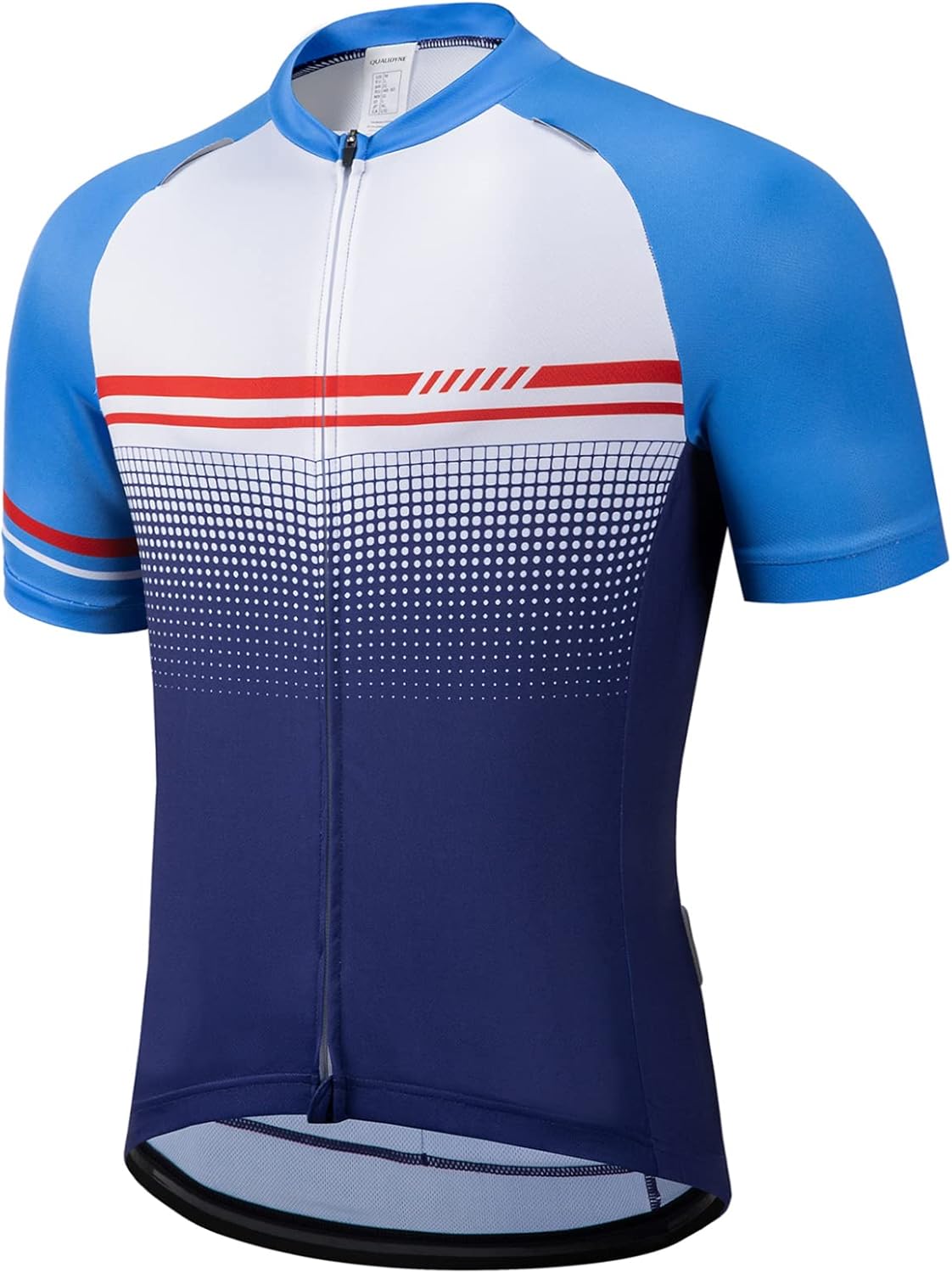 Przewalski Camiseta de ciclismo de manga corta para hombre, con cremallera completa, con bolsillos traseros 3+1
