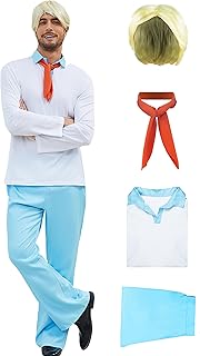 LILLIWEEN Mens Classic Movie Costume Shirt Pants Set with Wig Adult Hall...
