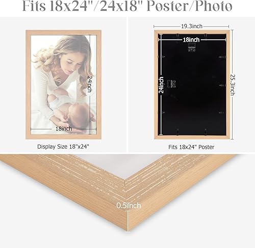 Vista 556 de Marco gris rústico de 18 x 24 pulgadas, marco para póster de 18 x 24 pulgadas, color gris envejecido, grande, retro, natural, 24 x 18 pulgadas