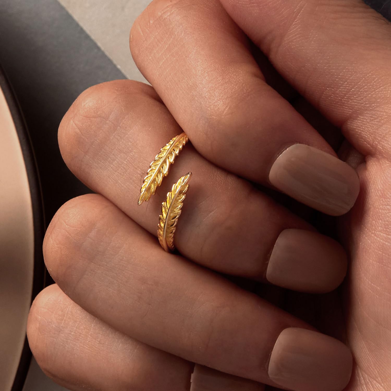 Anillo de Rama Ajustable de Laurel con Hojas de Rosa de Plata de Ley 925, joyería