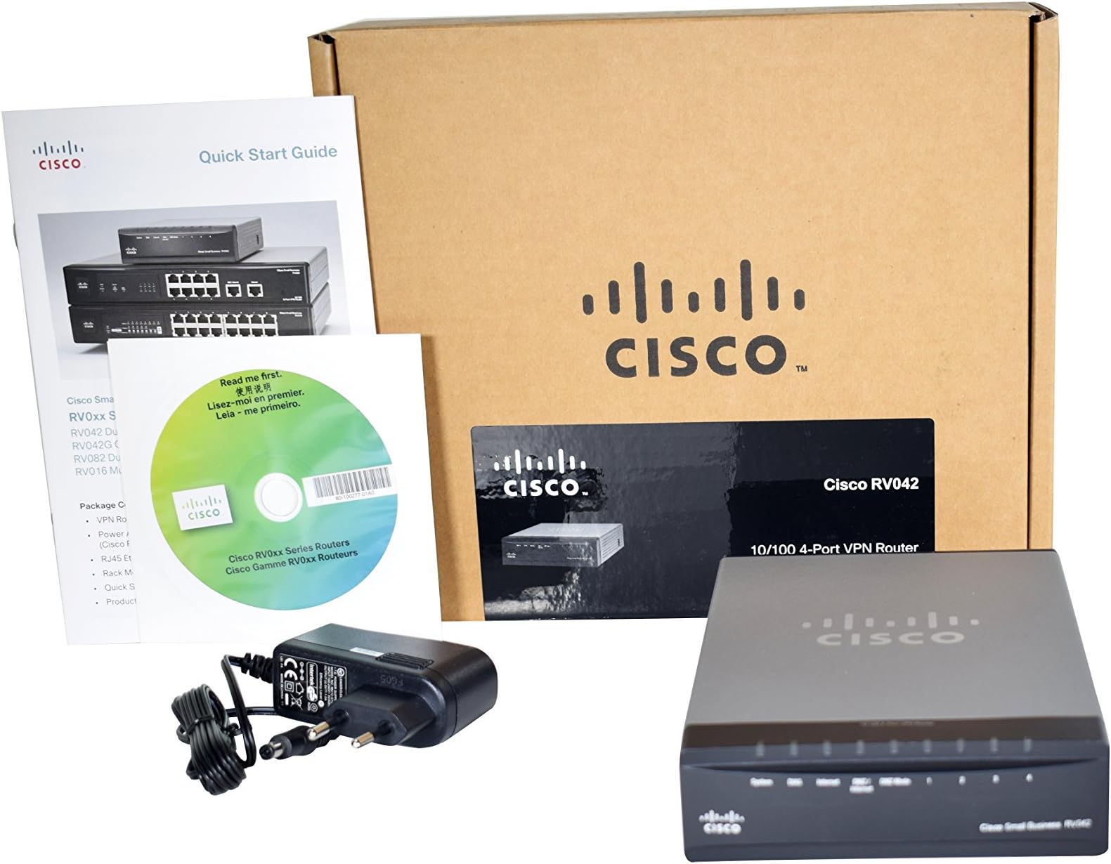 Small Business RV042 Dual WAN VPN Router - Router + 4-port switch - Ethernet, Fast Ethernet - external