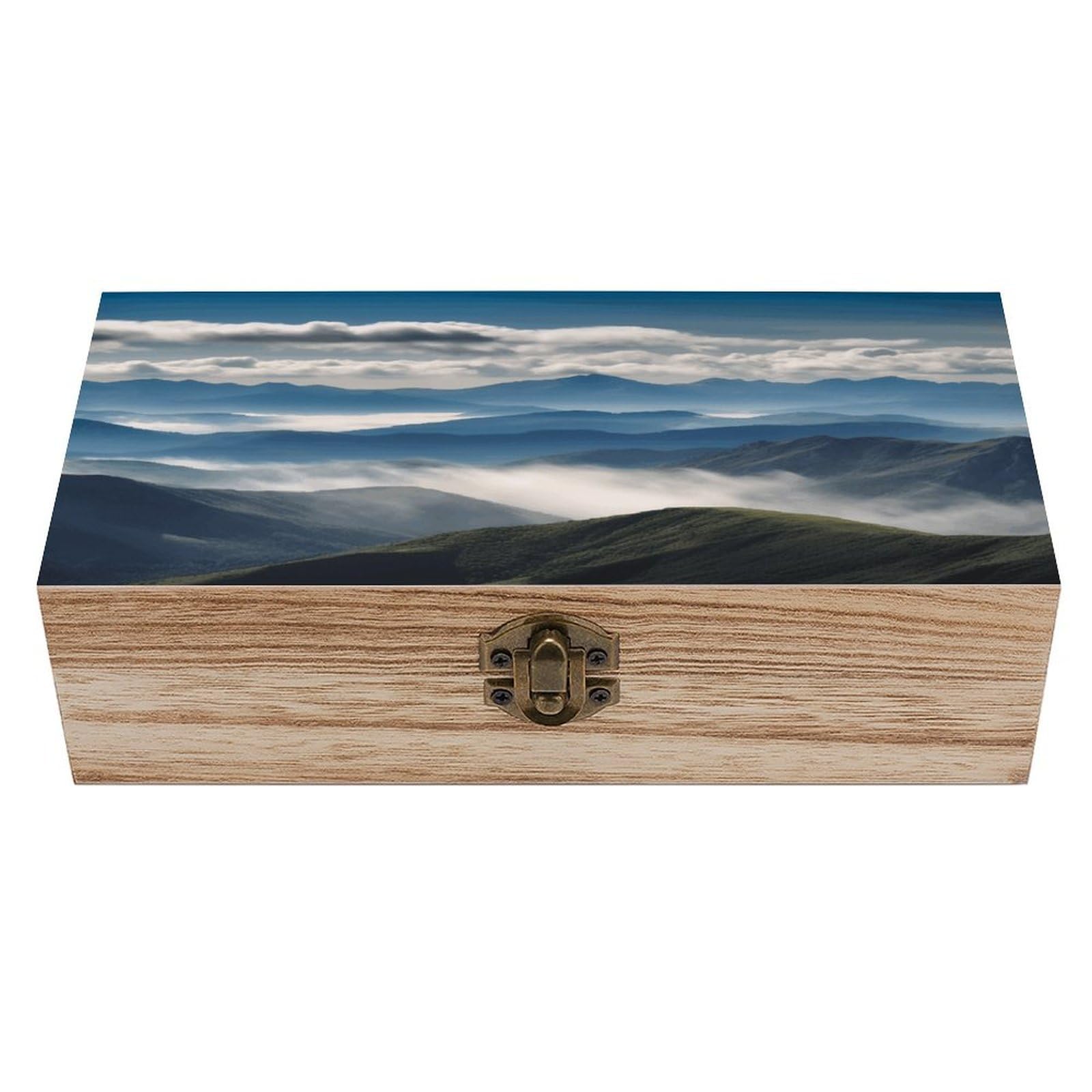 Coffre en bois avec couvercle montagnes pour offrir un cadeau souvenir rétro mémorable